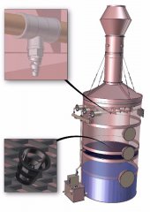 Lavador de gases. Detalhe: anéis PALL e bicos nebbulizadores.