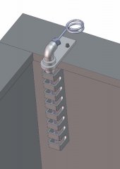 Sonda PT-100 presa na borda do tanque e com proteção.